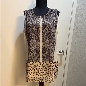CAbi Black and Cream Patterned Blouse